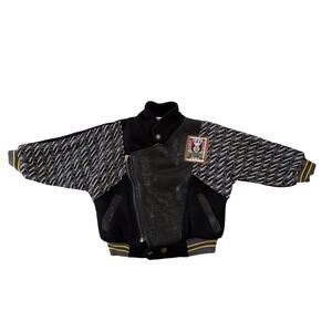 Junior Pro USA Varsity Bomber Jacket Toddler Sz 3 Black Vintage Punk Edgy Biker